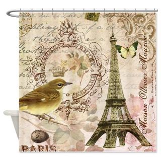 CafePress Vintage French Eiffel Tower with bird Shower Curta Free Shipping! Use code FREECART at Checkout!