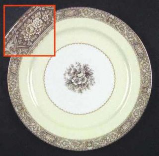 Noritake Adelpha Dinner Plate, Fine China Dinnerware   Brown Floral Band & Cente