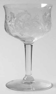 Central Glass Works Thistle Liquor Cocktail   Stem 528, Etched Thistle Design