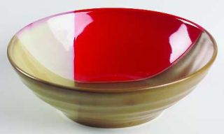 Sango Gold Dust Red Soup/Cereal Bowl, Fine China Dinnerware   Red,Green,Cream Pa