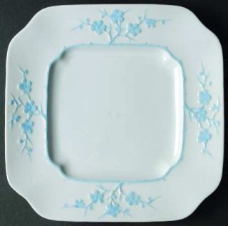 Spode Geisha Light Blue Square Salad Plate, Fine China Dinnerware   Blanche De C