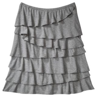 Merona Womens Knit Ruffle Skirt   Heather Gray   XXL