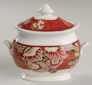 222 Fifth (PTS) Gabrielle Sugar Bowl & Lid, Fine China Dinnerware   Floral Paisl