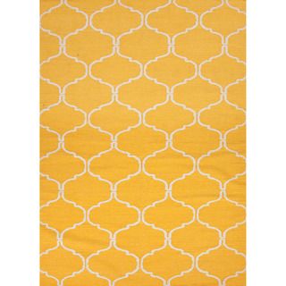Handmade Flat Weave Geometric Pattern Yellow Rug (36 X 56)