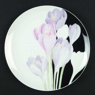 Mikasa Vogue Dinner Plate, Fine China Dinnerware   Purple,Pink Flowers On Black,
