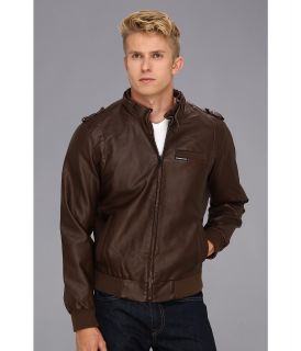 Members Only Faux Real Racer Jacket Mens Coat (Brown)