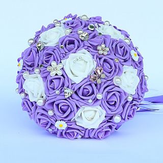 Round Shape Wedding Bridal Bouquet With Rhinestones(More Colors)