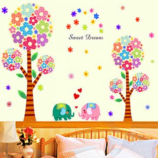 Cartoon Trees and Elephants Decorative Wall Stickers