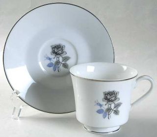 Executive House Twilight Rose Footed Cup & Saucer Set, Fine China Dinnerware   G