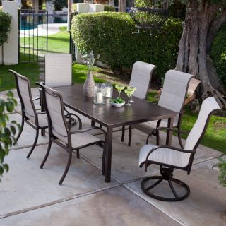 Coral Coast Del Rey Deluxe Padded Sling Aluminum Table Dining Set   Seats 6