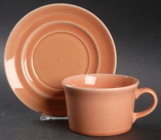 Metlox   Poppytrail   Vernon Colorstax Apricot Flat Cup & Saucer Set, Fine China