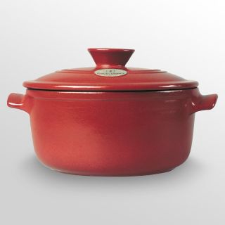 Emile Henry Ceramic 9 in. 4.2 qt. Flame Top Round Dutch Oven with Lid Red  