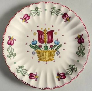 Limoges American Old Dutch Salad Plate, Fine China Dinnerware   Tulips On Border