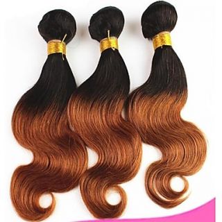 20 Inch Ombre color #1#4 Sheeny Brazilian Body Wave Weft 100% Remy Human Hair Extensions 3Pcs