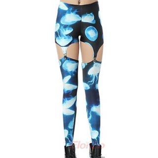Elonbo Jellyfish Style Digital Painting Tight Women Clip Leggings