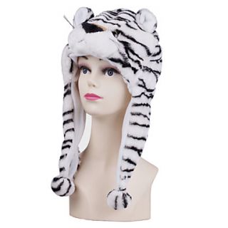 Unisex White Tiger Warm Fuzzy Kigurumi Aminal Beanie