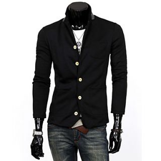 Cocollei Mens personality cardigan contrast color knit cardigan (black)