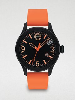 ESQ Movado Silicone Wrapped Stainless Steel Watch   Black Orange