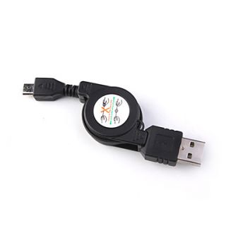 Retractable USB A To Mini 5 Pin USB Cable