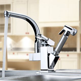 Centerset Contemporary Two Spouts Kitchen Faucet(Chrome Finish)