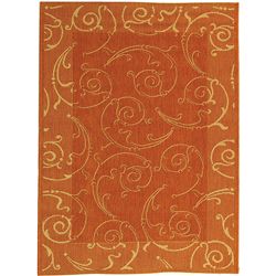Indoor/ Outdoor Oasis Terracotta/ Natural Rug (53 X 77) (RedPattern: FloralMeasures 0.25 inch thickTip: We recommend the use of a non skid pad to keep the rug in place on smooth surfaces.All rug sizes are approximate. Due to the difference of monitor colo