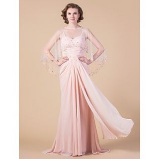 Sheath/Column Sweetheart Sweep/Brush Train Chiffon Mother of the Bride Dress With A Wrap