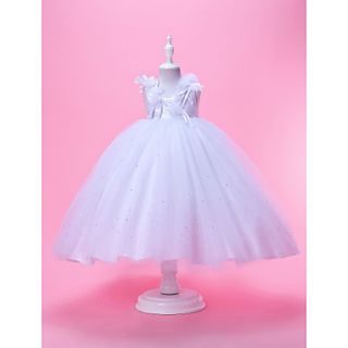 Ball Gown Neck Tea length Tulle And Taffeta Flower Girl Dress