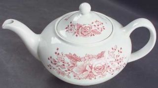 Enoch Wood & Sons Kew Pink Teapot & Lid, Fine China Dinnerware   Pink Trellis&Fl