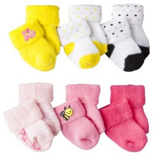 Just One YouMade by Carters Newborn Girls 6 Pack Terry Cuff Bee Socks  