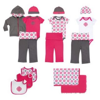 Yoga Sprout Newborn Girls 15 Piece Delux Gift Set   Grey/Pink 0 3 M