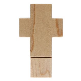 4GB Fashionable Design Wooden Cross Shaped USB Flash Drive (Brown)