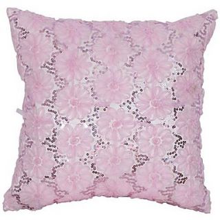Traditional Pink Floral Polyester Decorative Pillow Cover
