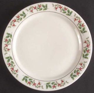 Gibson Designs Christmas Charm Dinner Plate, Fine China Dinnerware   Holly & Ber