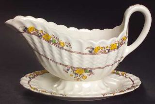 Spode Buttercup (Older Backstamp) Gravy Boat with Attached Underplate, Fine Chin