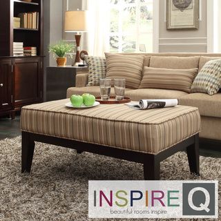 Inspire Q Kayla Montgomery Stripe Fabric Upholstered Cocktail Ottoman