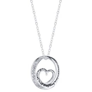 Sterling Silver Chain with Daughter Pave Heart Pendant   Silver