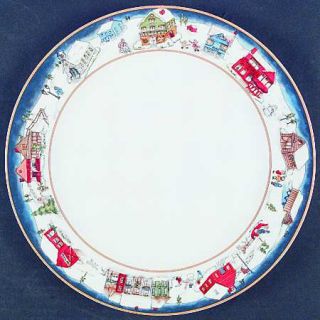 American Atelier Winter Village Dinner Plate, Fine China Dinnerware   Blue Sky,V