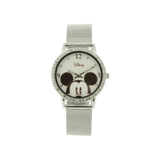 Disney Mickey Mouse Character Print Stainless Steel Bracelet Watch, Womens