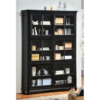 Homelegance Stackable Wood Bookcase with Sliding Glass Door   Black   HME654 1