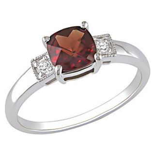 1 1/3 Carat Garnet and Diamond Accent Fashion Ring in Sterling Silver
