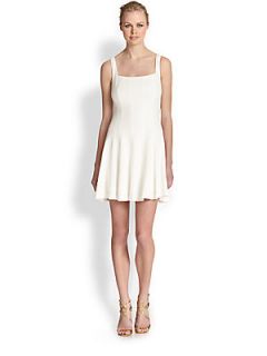 Ali Ro Pique Fit And Flare Dress   White