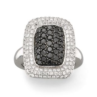 Color Enhanced Black & White Diamond Frame Ring, Womens