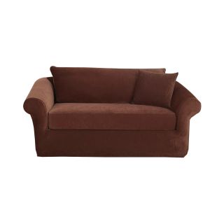 Sure Fit Stretch Piqué 3 pc. Loveseat Slipcover, Chocolate (Brown)