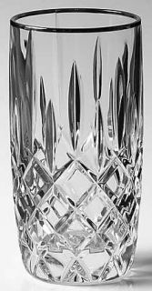 Gorham Lady Anne Platinum Highball Glass   Clear, Cut, Platinum Trim