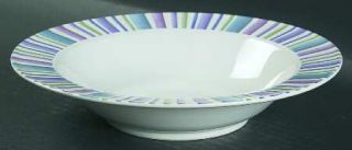 Studio Nova Episode Rim Soup Bowl, Fine China Dinnerware   Blue, Purple, Green S