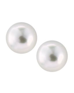 10mm South Sea Pearl Stud Earrings, White
