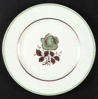 Baronet Minerva Dinner Plate, Fine China Dinnerware   Green Band, Green Rose Cen
