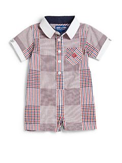 Andy & Evan Infants Check Shortall   Red Navy