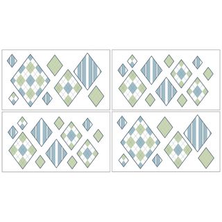 Sweet Jojo Designs Blue And Green Argyle Wall Decal Sheets (set Of 4) (PaperStyle: ArgyleDimensions: 18 inches long x 10 inches wide, eachNOTE: These decals are intended for standard flat wall finishes and may not adhere completely to a textured wall. Ple
