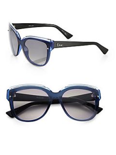 Dior Glisten Oversized Rectangular Sunglasses   Black Blue
